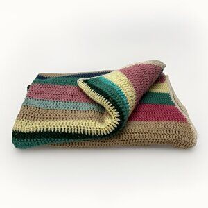 VTG 70's Crochet Blanket Boho Cottagecore Rustic Granny Cabin Handmade Hippie